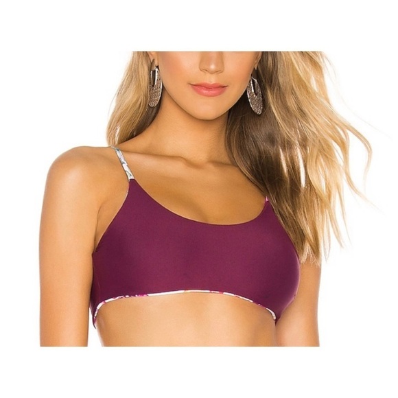 NWT PILYQ Wild Orchid Reversible Tie Bikini Top - Picture 3 of 3